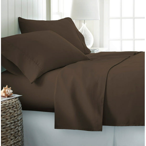 Luxury Plain Dyed noniron Percale Cotton King Bed Elastic FITTED SHEET Chocolate